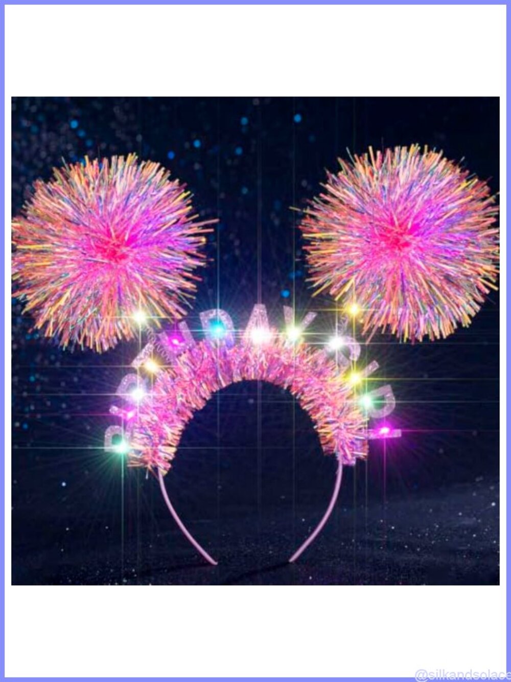 Glitter Light Up Birthday Crown Headband with Pompom - 3 Modes LED Party Hair